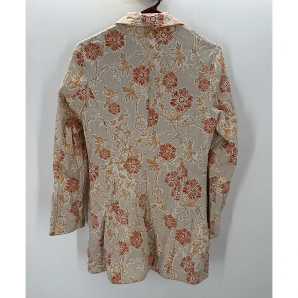 Sigrid Olsen Sport Women’s Long Blazer Cream Orange Floral Size Small - Picture 4 of 10